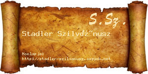 Stadler Szilvánusz névjegykártya